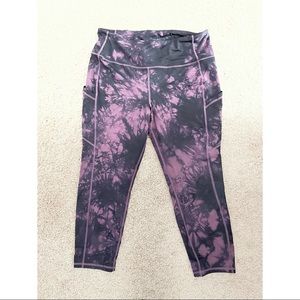 Grape purple and black tie-dye active leggings